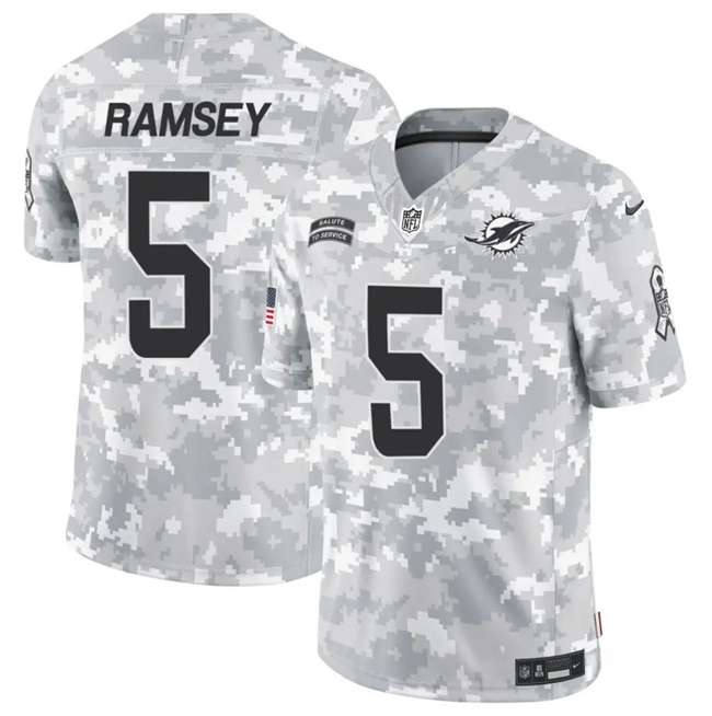 Men's Arctic Camo Miami Dolphins #5 Jalen Ramsey 2024 F.U.S.E Salute to Service Limited Stitched Football Jersey